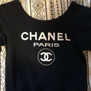 Chanel print off the shoulder sweater